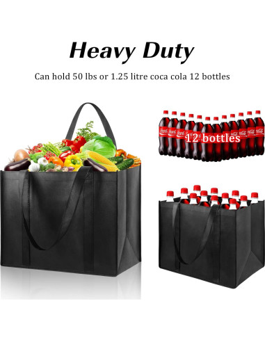 Bolsas de Compras Reutilizables LadyRosian 10 Piezas 20 kg Negro