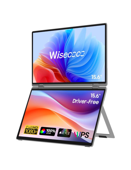 Monitor Doble Plegable 15.6" Wisecoco IPS 1080P HDMI USB-C Monitor Doble Plegable 15.6" Wisecoco IPS 1080P HDMI USB-C