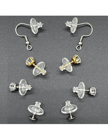 Resortes de Aretes de Silicona Transparente Chunney 150 Pcs