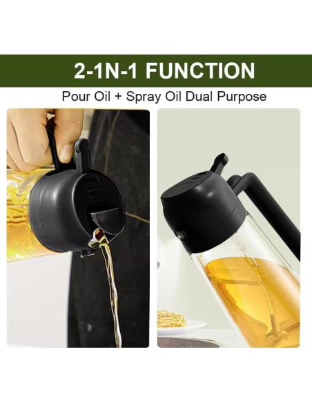 Dispensador de Aceite 2 en 1 Genérico 470ml Vidrio Negro Dispensador de Aceite 2 en 1 Genérico 470ml Vidrio Negro