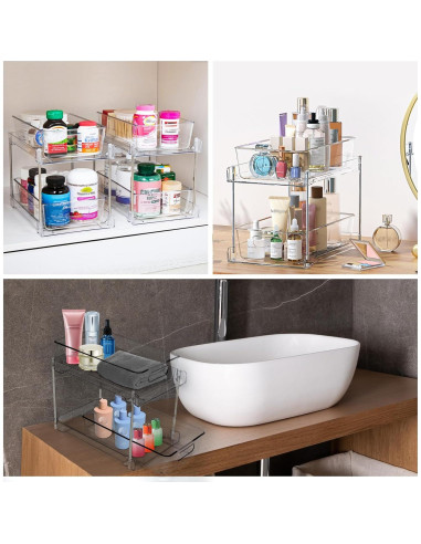 Organizador de Baño COKIHOM 2 Niveles Transparente 31.5x10.5x20.3 cm