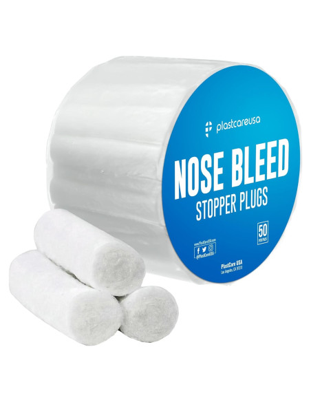 50 Tapones de Algodón para Sangrado Nasal PlastCare USA 50 Tapones de Algodón para Sangrado Nasal PlastCare USA