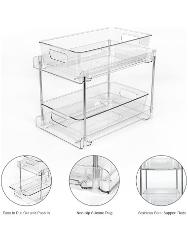 Organizador de Baño COKIHOM 2 Niveles Transparente 31.5x10.5x20.3 cm