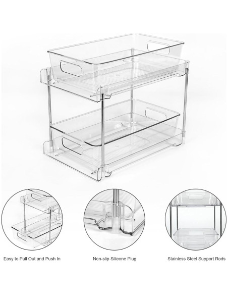 Organizador de Baño COKIHOM 2 Niveles Transparente 31.5x10.5x20.3 cm Organizador de Baño COKIHOM 2 Niveles Transparente 31.5x10.5x20.3 cm