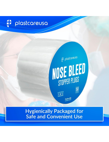 50 Tapones de Algodón para Sangrado Nasal PlastCare USA 50 Tapones de Algodón para Sangrado Nasal PlastCare USA