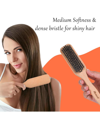 Cepillo de Cerda de Jabalí Msnasit para Estilo de Cabello 25.5cm