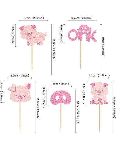 Decoraciones de Cupcake Cerdito Rosa Ercadio - 25 Piezas