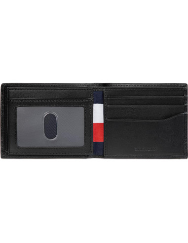 Cartera Bifold de Cuero Tommy Hilfiger para Hombre - Negro, 6 Ranuras