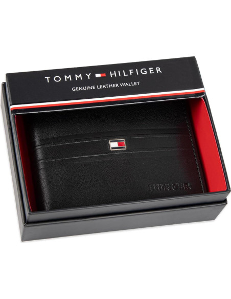 Cartera Bifold de Cuero Tommy Hilfiger para Hombre - Negro, 6 Ranuras Cartera Bifold de Cuero Tommy Hilfiger para Hombre - Negro, 6 Ranuras