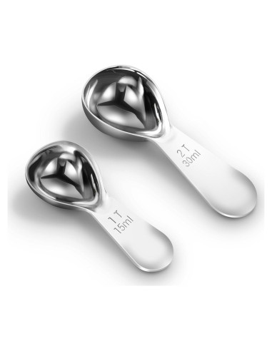 Juego de cucharas medidoras Quazake 1 y 2 cucharadas acero inoxidable
