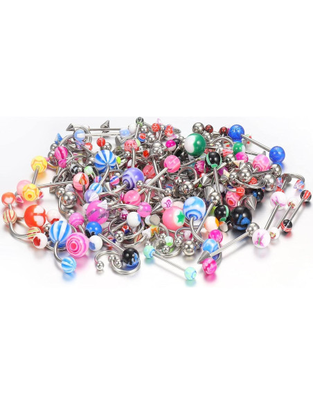 Juego de Joyería de Piercing Corporal Ubjuliwa 185 Piezas 14g-18g Juego de Joyería de Piercing Corporal Ubjuliwa 185 Piezas 14g-18g