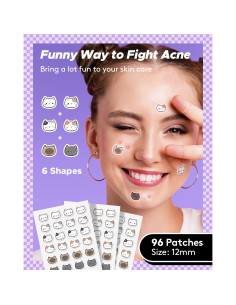 Parche para Acné LitBear Gato - 96 Parches Hidrocoloides 12mm 2