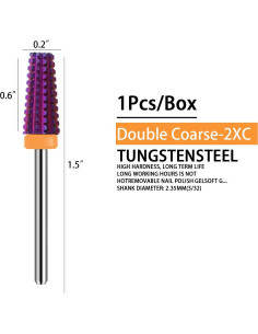 Brocas de Taladro 5 en 1 ERUIKA para Uñas de Gel 2XC Púrpura 2