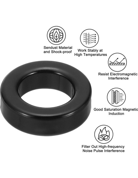 Núcleo Toroidal de Ferrita uxcell 10Pcs 23x36x13mm Negro Núcleo Toroidal de Ferrita uxcell 10Pcs 23x36x13mm Negro