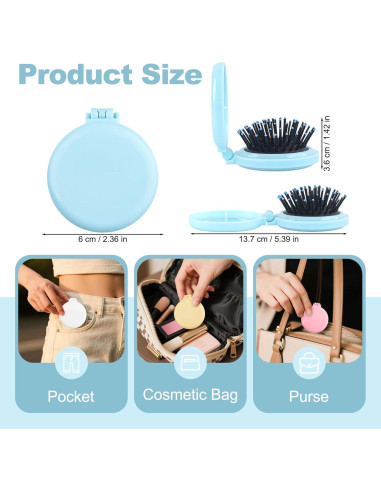 Espejo Plegable 2 en 1 Lilingsty con Cepillo y Stickers DIY - 6 Colores