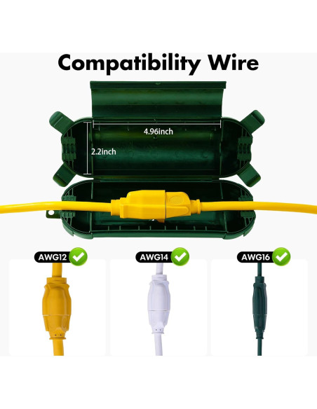 Cubierta de Cable de Extensión Impermeable YOJOE 22cm Verde Cubierta de Cable de Extensión Impermeable YOJOE 22cm Verde