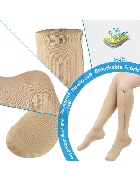 Calcetines de Compresión con Cremallera Cerpit 15-20 mmHg 2 Pares Calcetines de Compresión con Cremallera Cerpit 15-20 mmHg 2 Pares