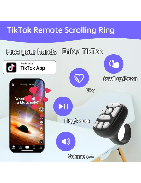 Control Remoto Inalámbrico NOVZIX para TikTok - 8 Botones Control Remoto Inalámbrico NOVZIX para TikTok - 8 Botones