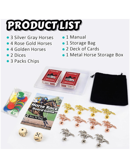 Juego de Mesa de Carreras de Caballos WodGod con 11 Caballos Metálicos Juego de Mesa de Carreras de Caballos WodGod con 11 Caballos Metálicos