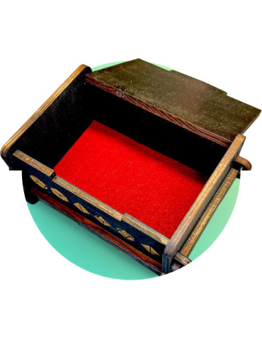 Caja de Dados Beholder de Madera Negra 20x15 cm para RPG