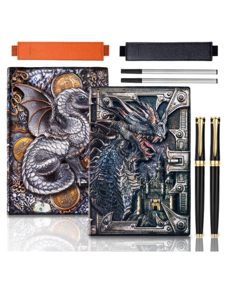 Cuadernos de Cuero Embosado FEIDIAO A5 Dragón - 2 Pcs Cuadernos de Cuero Embosado FEIDIAO A5 Dragón - 2 Pcs