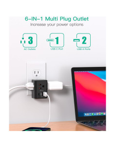 Extensor de Enchufe Múltiple MIFASOPOWER 3 Puertos USB Carga Rápida 2