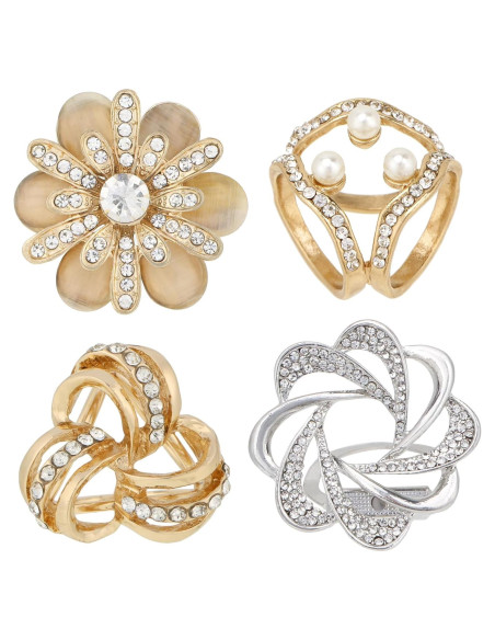 Conjunto 4 Anillos de Bufanda Kilofly Elegantes para Mujeres Conjunto 4 Anillos de Bufanda Kilofly Elegantes para Mujeres