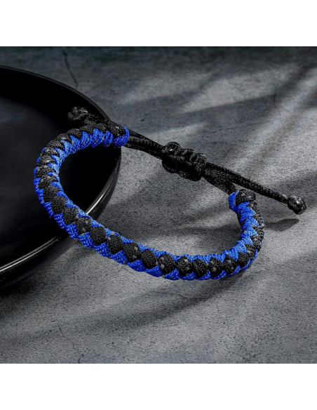 Pulsera Paracord Ajustable JENDEAR SHINE para Hombres Azul/Negro Pulsera Paracord Ajustable JENDEAR SHINE para Hombres Azul/Negro