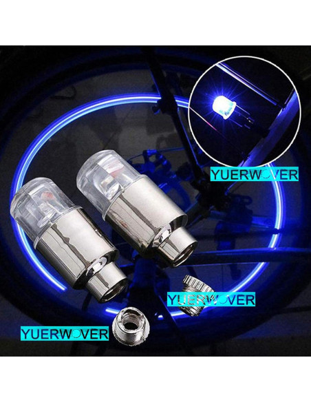Luces LED para Ruedas de Bicicleta YUERWOVER E-BL-4 Azul - Paquete de 4 Luces LED para Ruedas de Bicicleta YUERWOVER E-BL-4 Azul - Paquete de 4