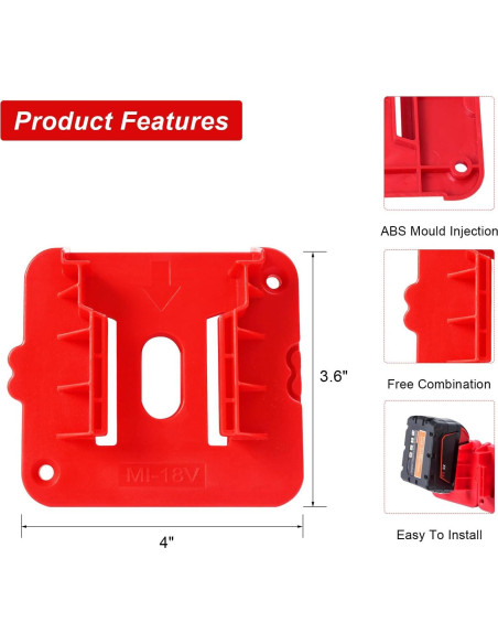 10 Soportes de Batería M18 KETTKEL para Montaje en Pared 10 Soportes de Batería M18 KETTKEL para Montaje en Pared
