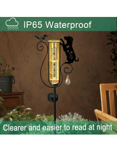 Medidor de lluvia solar Vividladybug con estaca decorativa 94 cm 2
