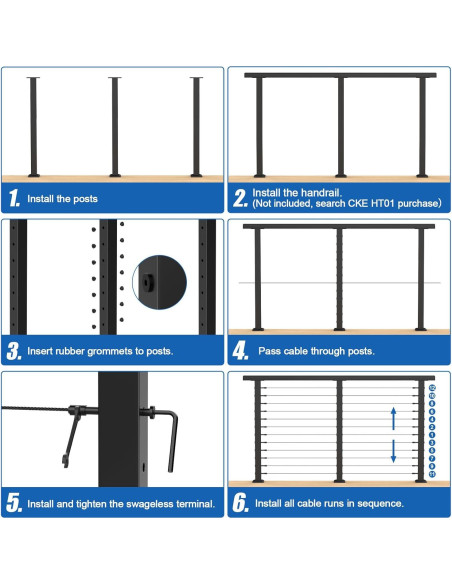 CKE Kit Completo de Barandilla de Cable Modular 42" 15-20ft CKE Kit Completo de Barandilla de Cable Modular 42" 15-20ft