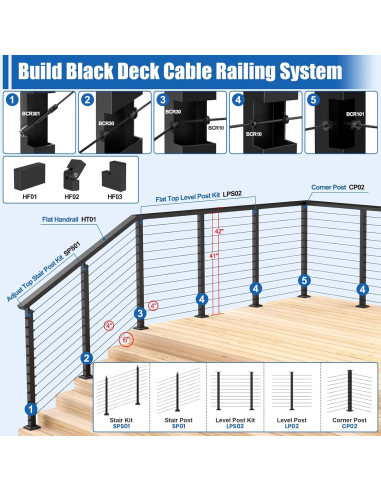 CKE Kit Completo de Barandilla de Cable Modular 42" 15-20ft