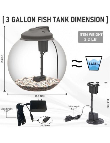 Acuario 11.4L SW PRODUCTS con Filtro y Luz LED