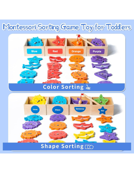 Juguetes Montessori de Madera Smartwo - Juego de Pesca Magnético Juguetes Montessori de Madera Smartwo - Juego de Pesca Magnético