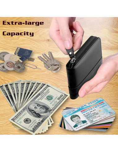 Cartera Bifold de Cuero Genuino Admetus con Bloqueo RFID