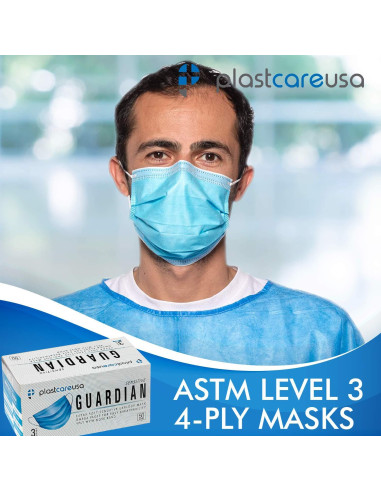 Mascarillas Desechables PlastCare USA 50 Unidades Azul ASTM 3