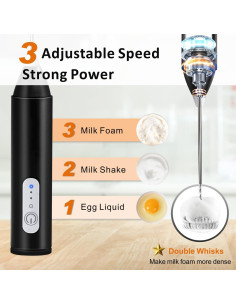 Espumador de Leche Recargable SF SUNFUNY KD-306 USB-C 3 Velocidades 2
