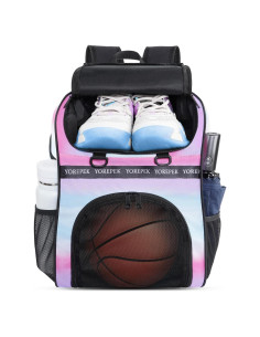 Mochila de Baloncesto YOREPEK Rosa 40L con Compartimento para Zapatos