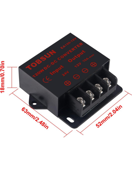 Convertidor de Voltaje DC 24V a 12V 10A 120W Dweii Convertidor de Voltaje DC 24V a 12V 10A 120W Dweii