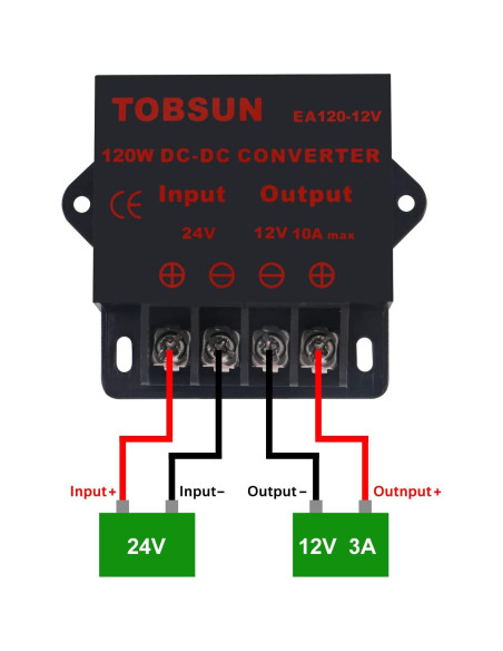 Convertidor de Voltaje DC 24V a 12V 10A 120W Dweii Convertidor de Voltaje DC 24V a 12V 10A 120W Dweii