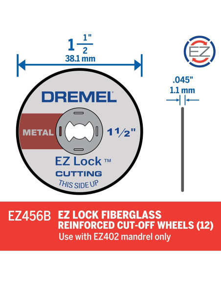 Ruedas de Corte Dremel EZ456B 12 Piezas 38.1 mm Fibra de Vidrio Ruedas de Corte Dremel EZ456B 12 Piezas 38.1 mm Fibra de Vidrio
