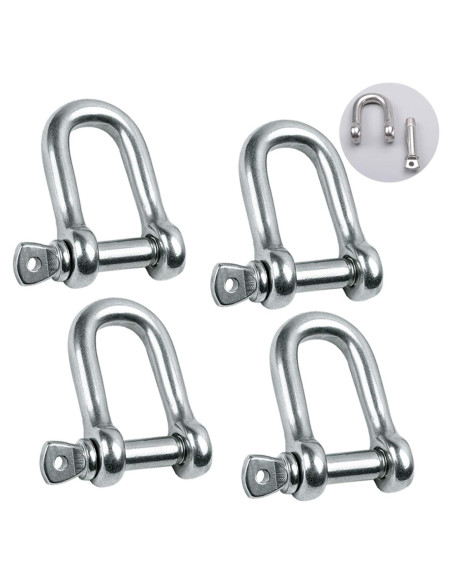 Grillete en D de acero inoxidable 304 6mm 4 piezas alta resistencia Grillete en D de acero inoxidable 304 6mm 4 piezas alta resistencia