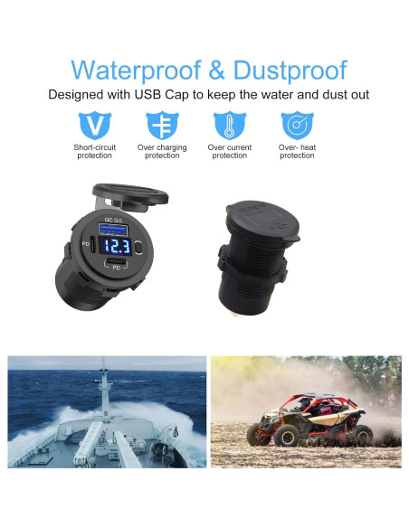 Cargador de Coche Doble USB C SUTN01111-1PC Carga Rápida 3.0 Cargador de Coche Doble USB C SUTN01111-1PC Carga Rápida 3.0