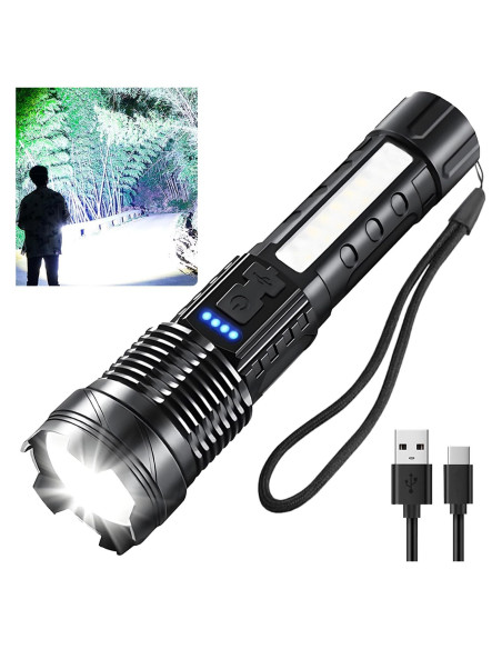 Linterna LED recargable Queena A76, 90000 lúmenes, 7 modos Linterna LED recargable Queena A76, 90000 lúmenes, 7 modos