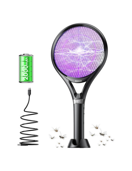 Raqueta Eléctrica para Moscas Minimoon 2000mAh 2500V LED Raqueta Eléctrica para Moscas Minimoon 2000mAh 2500V LED