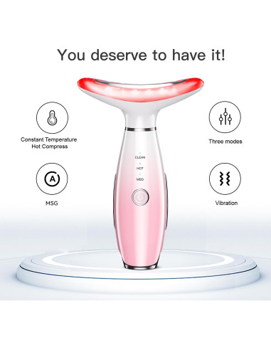 Masajeador Facial 3 en 1 NUAKENE Rosa, Calor y Vibración