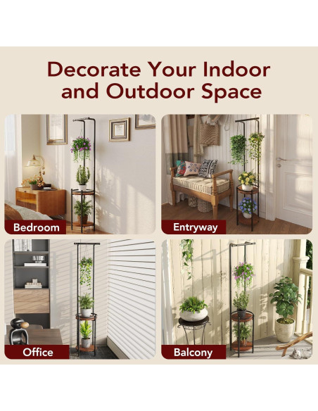 Soporte de Plantas Homsorout 3 Niveles Metalico Marrón y Negro Soporte de Plantas Homsorout 3 Niveles Metalico Marrón y Negro