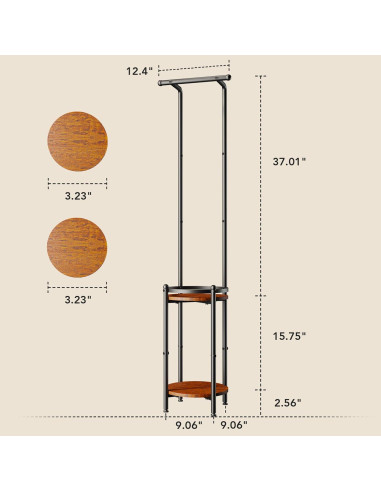 Soporte de Plantas Homsorout 3 Niveles Metalico Marrón y Negro