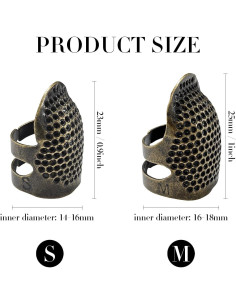 Paquete de 4 Dedales de Costura Ajustables FR - Cobre S/M 2